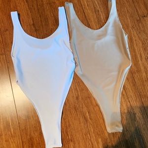 Fitted NUDE & WHITE One-Piece